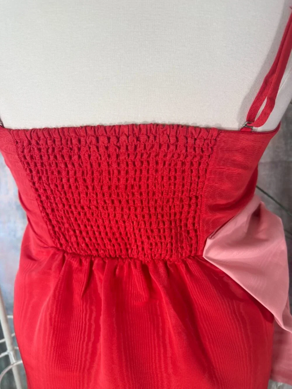 📌Future Collective Red Cocktail - Party Mini Dress with Pink Bow Accent - Picture 7 of 16